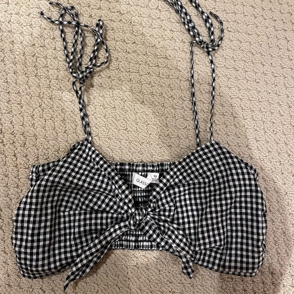 Glassons Checkered Tie Crop Top — Size US 6